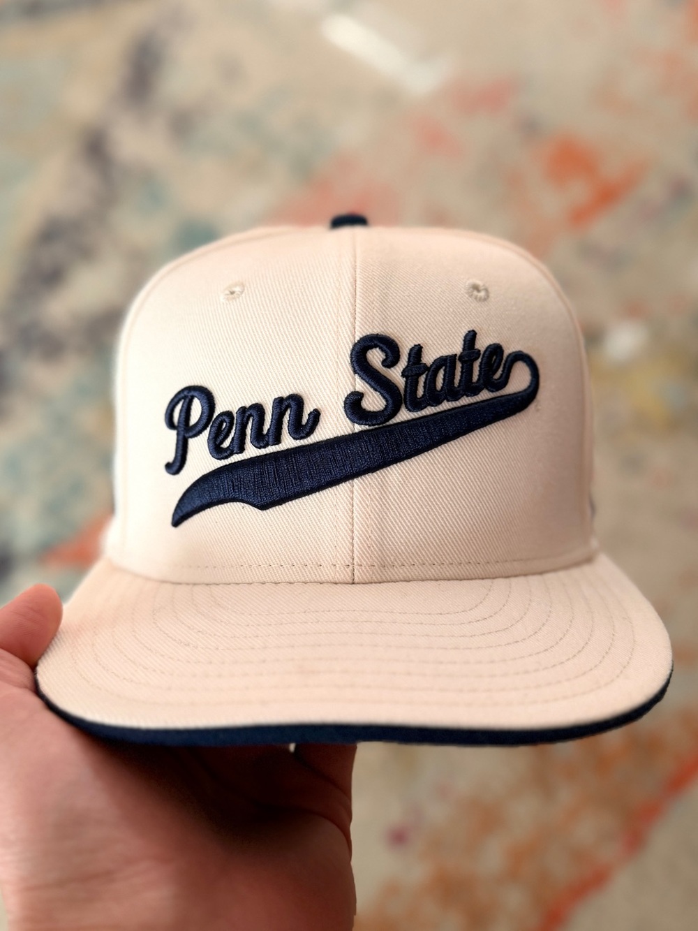 Penn State Nittany Lions Nike 2026 Primetime Natural True Fitted Hat (Men’s 12)